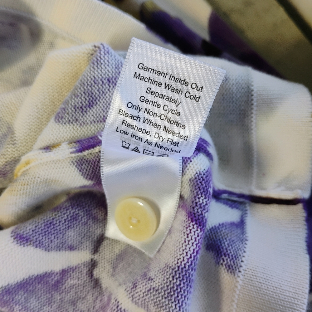 Coldwater Creek Floral Cardigan White Purple Plus 2X Spring Casual Contemporary - Picture 7 of 10